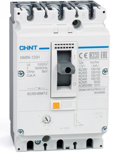Выключатель автоматический в литом корпусе CHINT NM8N-125S 3п 125А 50кА картинка